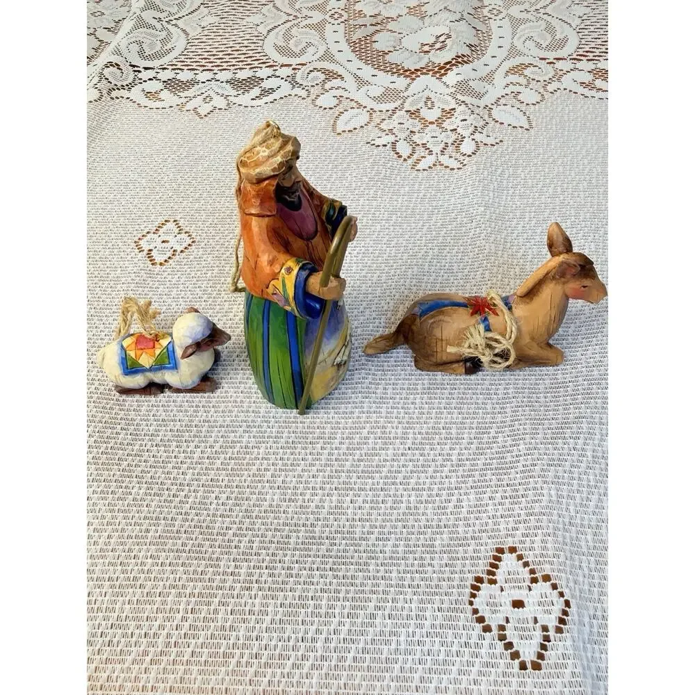 Jim Shore Heartwood Creek Shepherd Donkey Sheep Hanging Ornaments Religious 2004